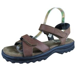 Maine Woods Brisbane Women Brown Leather Sandals Size 8.5‎ Adjustable Comfort